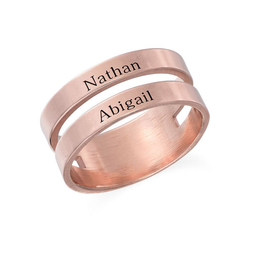 Two names ring in Rose Gold Plating