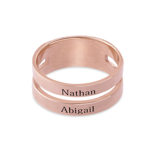 Two names ring in Rose Gold Plating