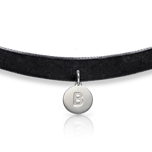 Velvet Choker Necklace with Initial Charm