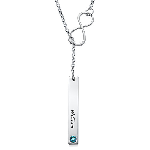 Vertical Bar Necklace with Infinity Charm