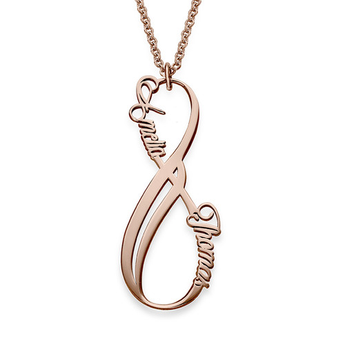 Vertical Infinity Name Necklace with Rose Gold Plating