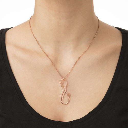 Vertical Infinity Name Necklace with Rose Gold Plating