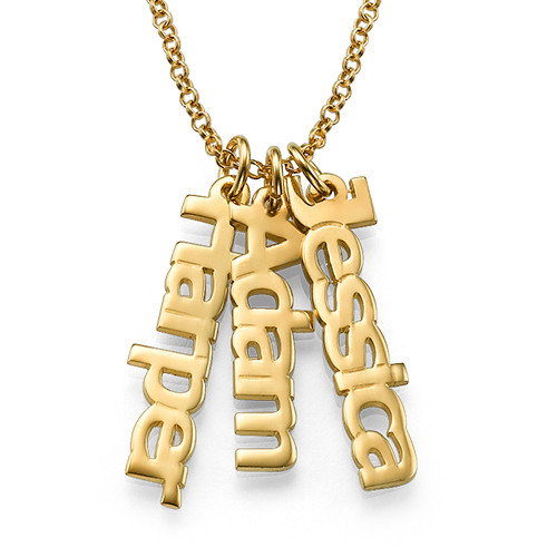 Vertical Name Necklace in 18k Gold Plating