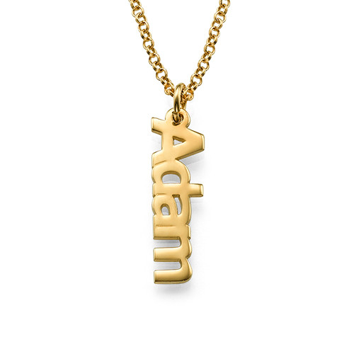 Vertical Name Necklace in 18k Gold Plating