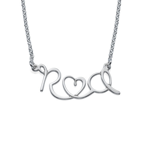 Wire-Style Lovers Initial Necklace