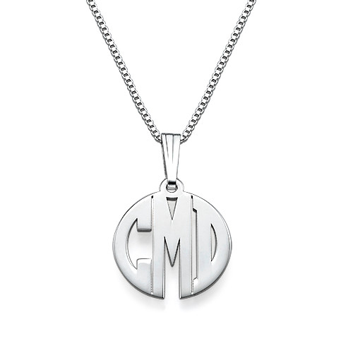 XS Block Monogram Necklace in Silver