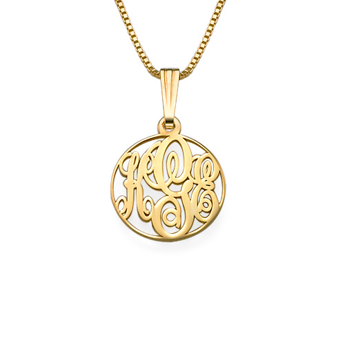 XS Circle Monogrammed Necklace in 18k Gold Plating