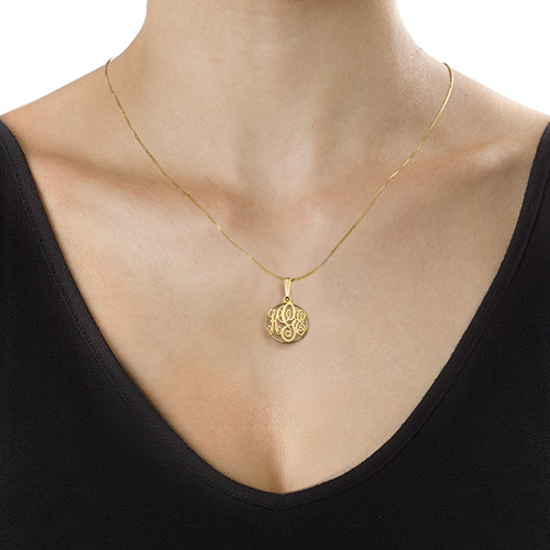 XS Circle Monogrammed Necklace in 18k Gold Plating