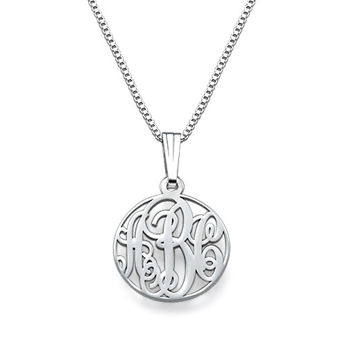 XS Circle Monogrammed Necklace in Silver