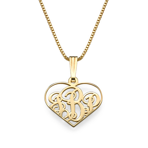 XS Heart Monogram Necklace in 18k Gold Plating