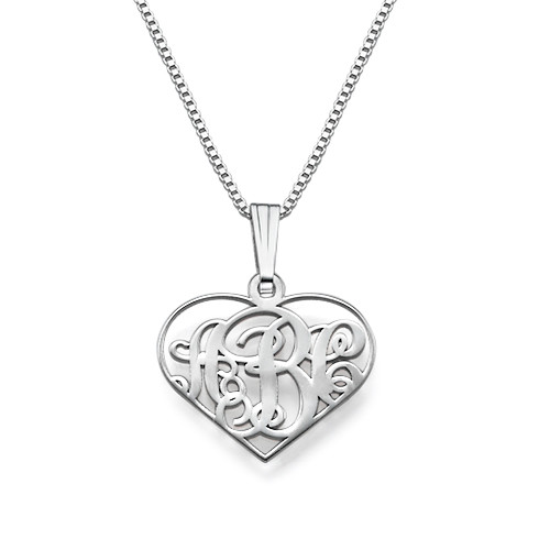 XS Heart Monogram Necklace in Silver