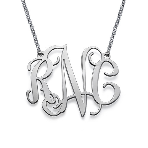 XXL Celebrity Monogram Necklace in Silver