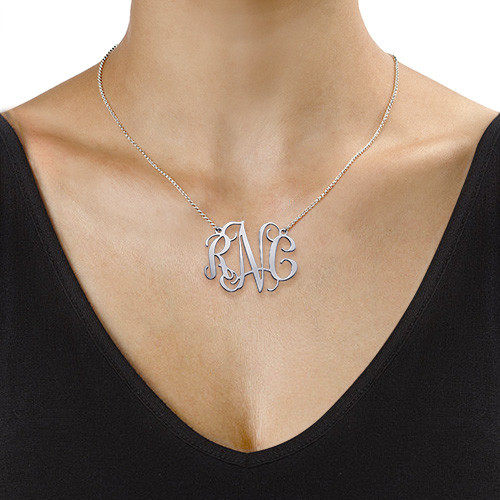 XXL Celebrity Monogram Necklace in Silver