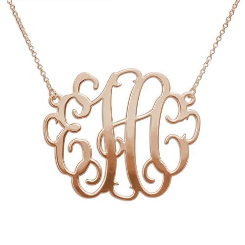 XXL Large Monogram Necklace in 18K Rose Gold Plated