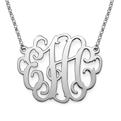 Silver XXL Statement Monogram Necklace