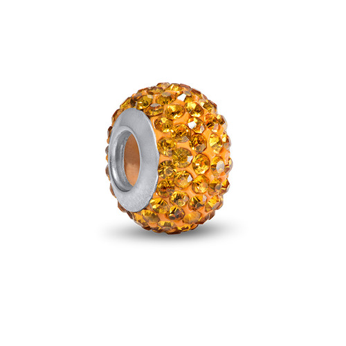 Yellow Topaz Birthstone Bead with Cubic Zirconia