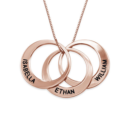 Multiple Ring Necklace in Rose Gold Plating