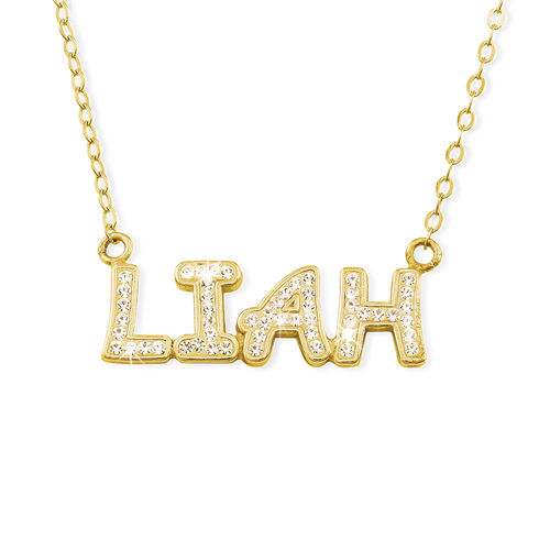 Name Necklace with Swarovski in Sterling Silver with Gold Plating