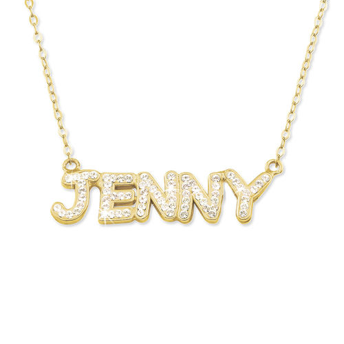 Name Necklace with Swarovski in Sterling Silver with Gold Plating