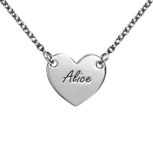 Engraved Heart Necklace in Sterling Silver for Teens