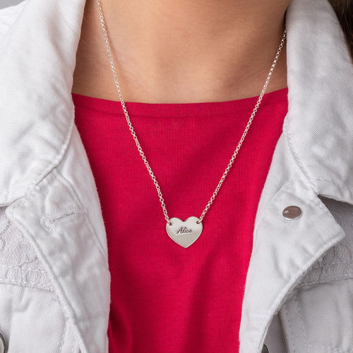 Engraved Heart Necklace in Sterling Silver for Teens