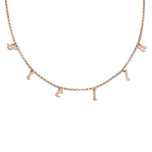 Name Choker with Gothic Font in Rose Gold Plating