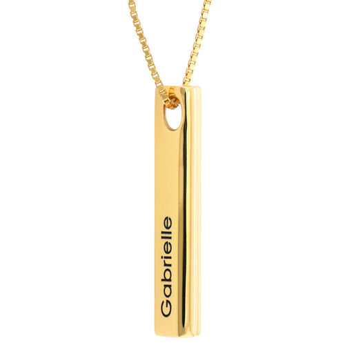 Heart Shaped 3D Bar Necklace- Gold Plated