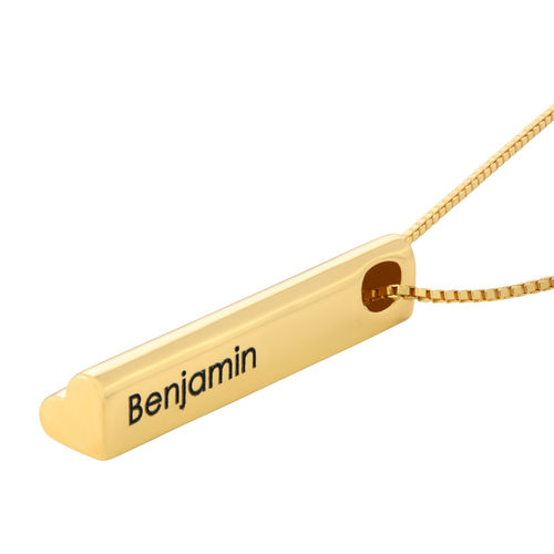 Heart Shaped 3D Bar Necklace- Gold Plated