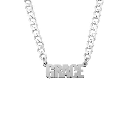 Thick Chain Name Necklace in Silver