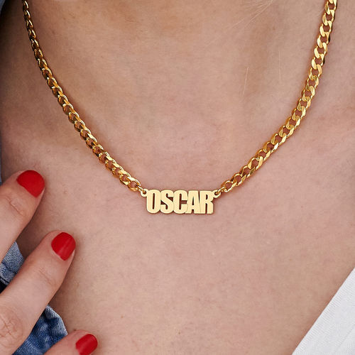 Thick Chain Name Necklace in 18k Gold Plating