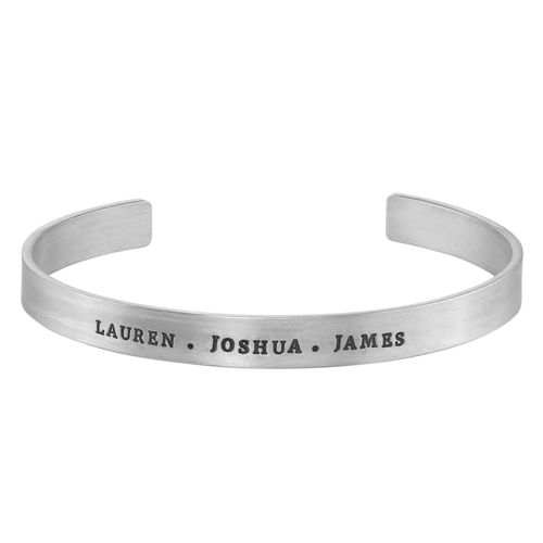 Engraved Men Cuff Bracelet in Silver