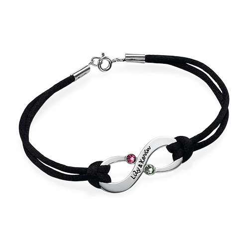 Couple's Infinity Bracelet with Birthstones