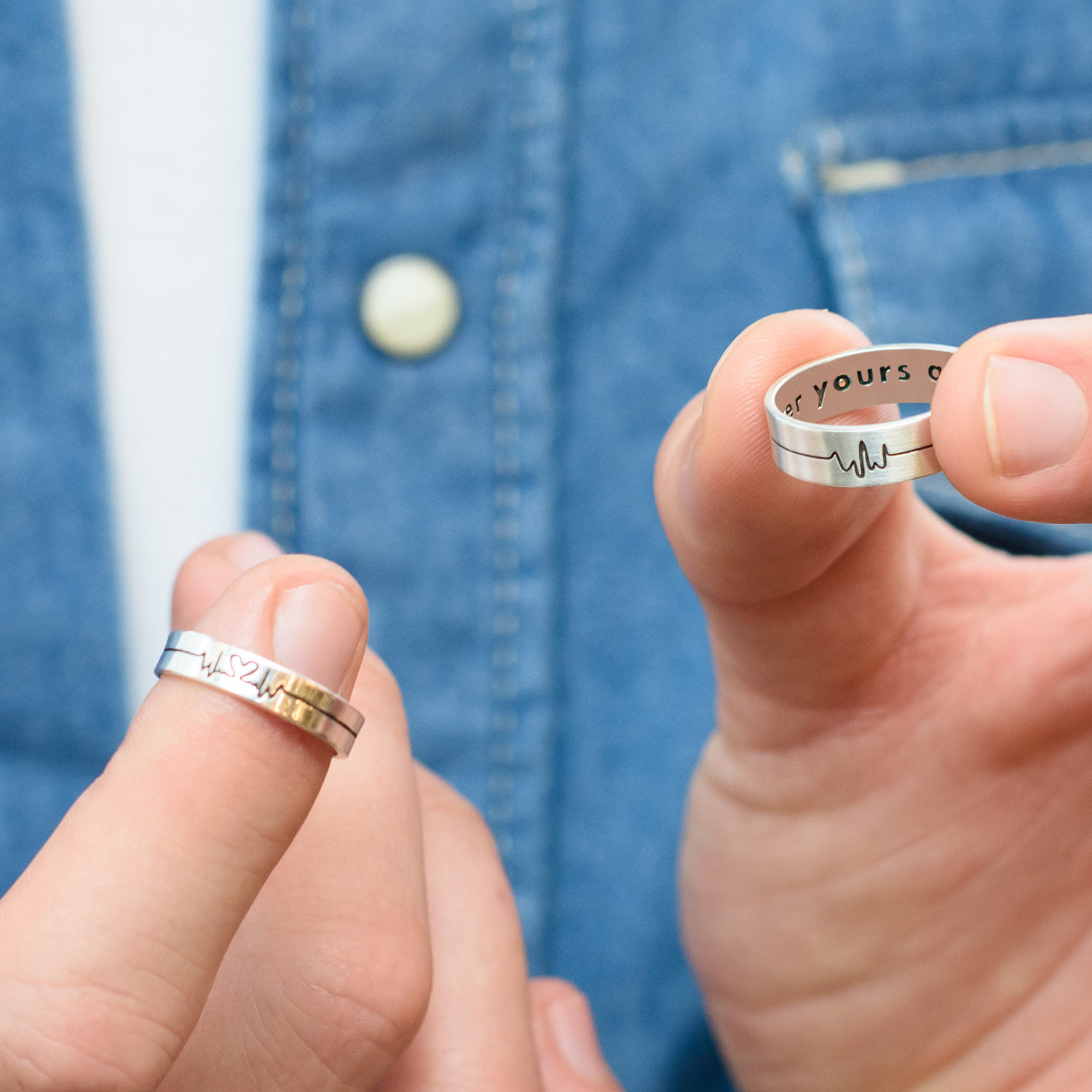 Heartbeat Couple Rings