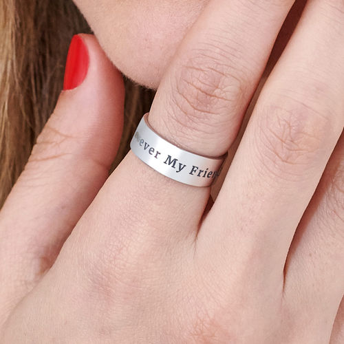 Personalized Wide Name Ring in Silver