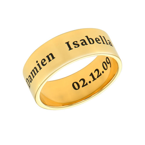 Personalized Wide Name Ring in Gold Plating