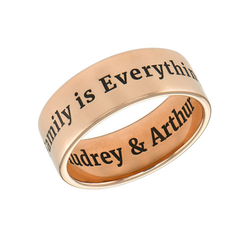 Personalized Wide Name Ring in Rose Gold Plating