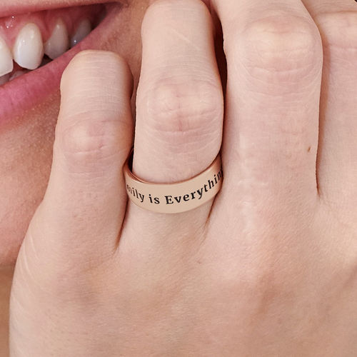 Personalized Wide Name Ring in Rose Gold Plating