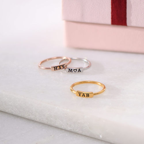 Stackable Nameplate Ring in Silver