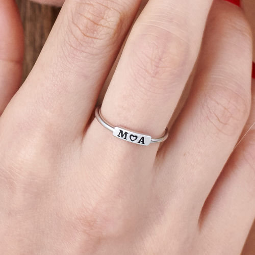 Stackable Nameplate Ring in Silver