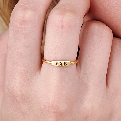 Stackable Nameplate Ring in Gold Plating