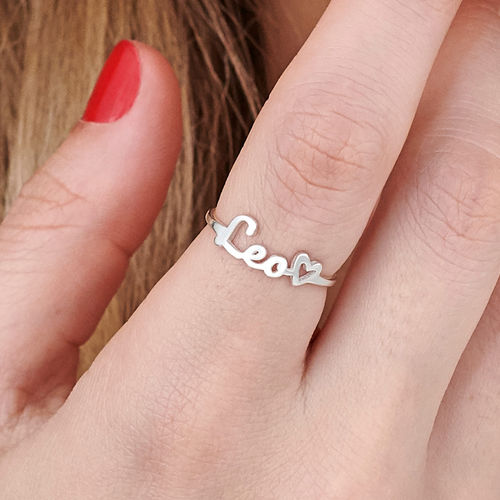 Script Name Ring in Silver