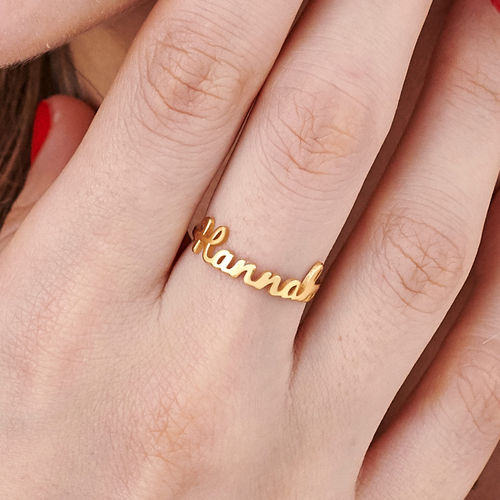 Script Name Ring in Gold Plating