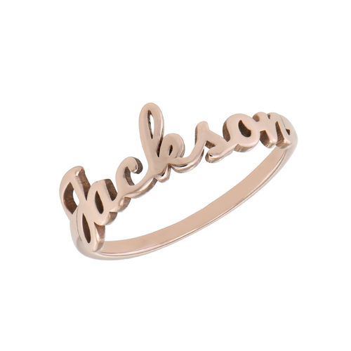 Script Name Ring in Rose Gold Plating