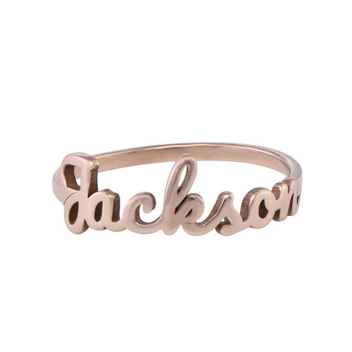 Script Name Ring in Rose Gold Plating