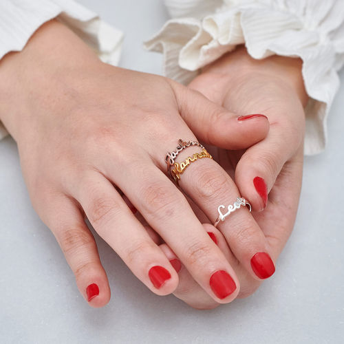 Script Name Ring in Rose Gold Plating