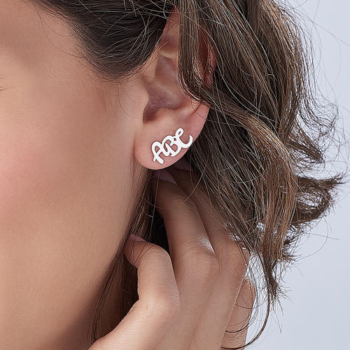 ABC Ear Studs in Sterling Silver