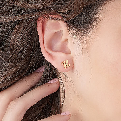 ABC Ear Studs with 18K Gold Plating