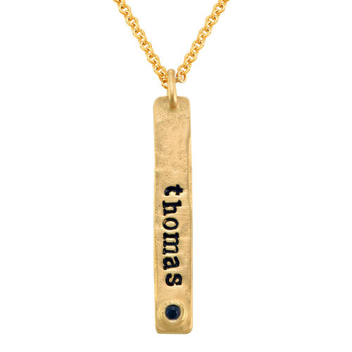 Vertical Bar Gold Plated Necklace With Birthstone